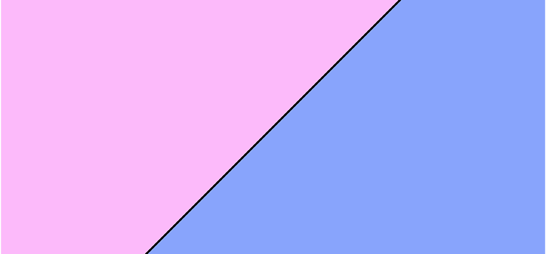 A box with a diagonal live running across it. Pink on top of the line, blue under the line. 